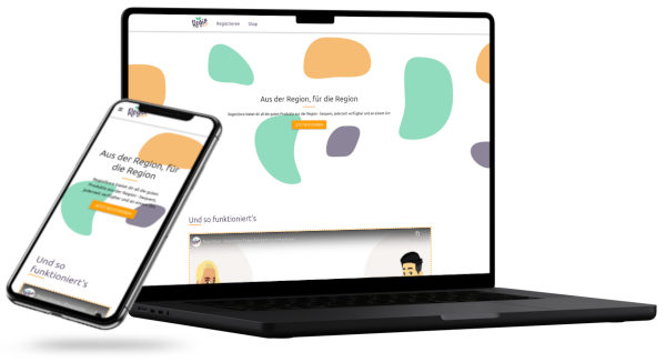 Abbildung von einem Laptop und einem Smartphone, auf denen die Webseite zu sehen ist.